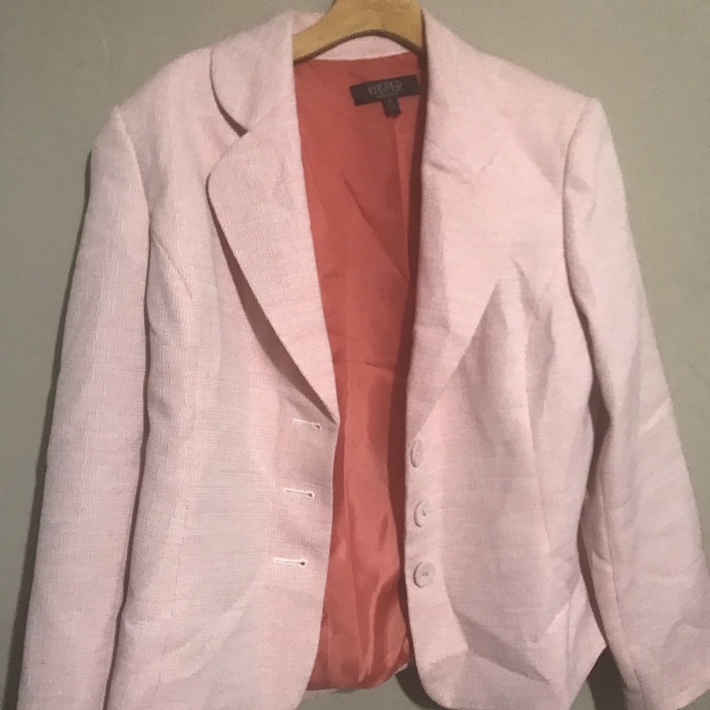 Kasper size 16 coral and white blazer